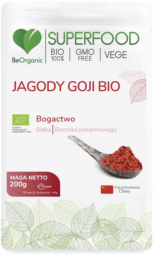 Jagody Goji bio 200g BeOrganic Lycium barbarum