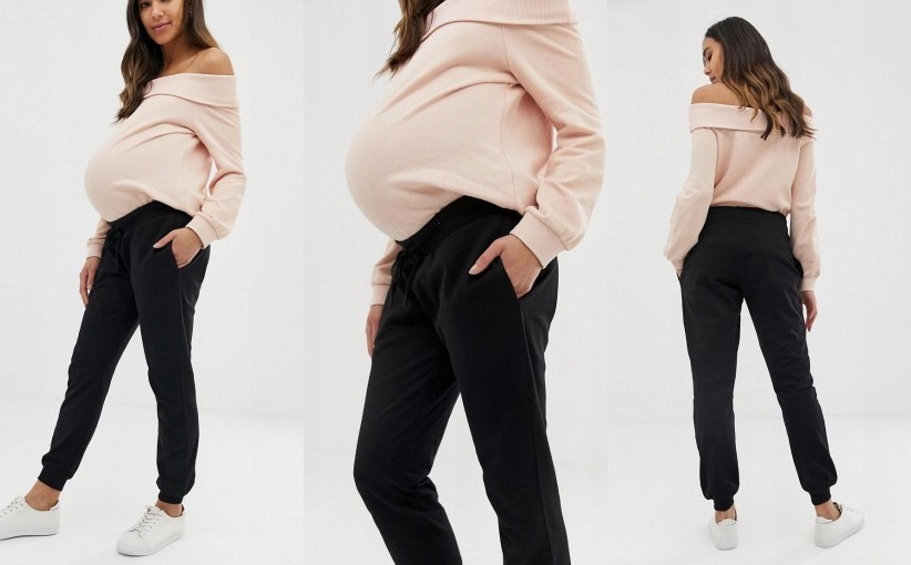 H6D302*MATERNITY SPODNIE CIĄŻOWE CZARNE 44 XXL U00