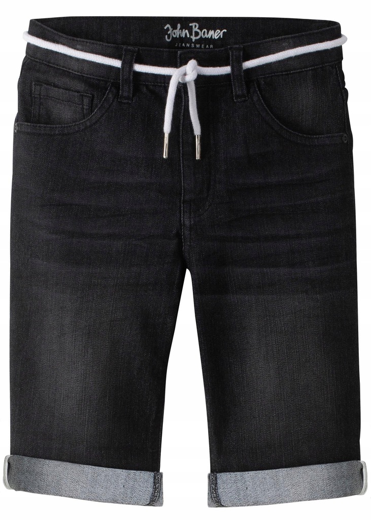 BONPRIX _ZT 700 CZARNE BERMUDY JEANS _/ 164