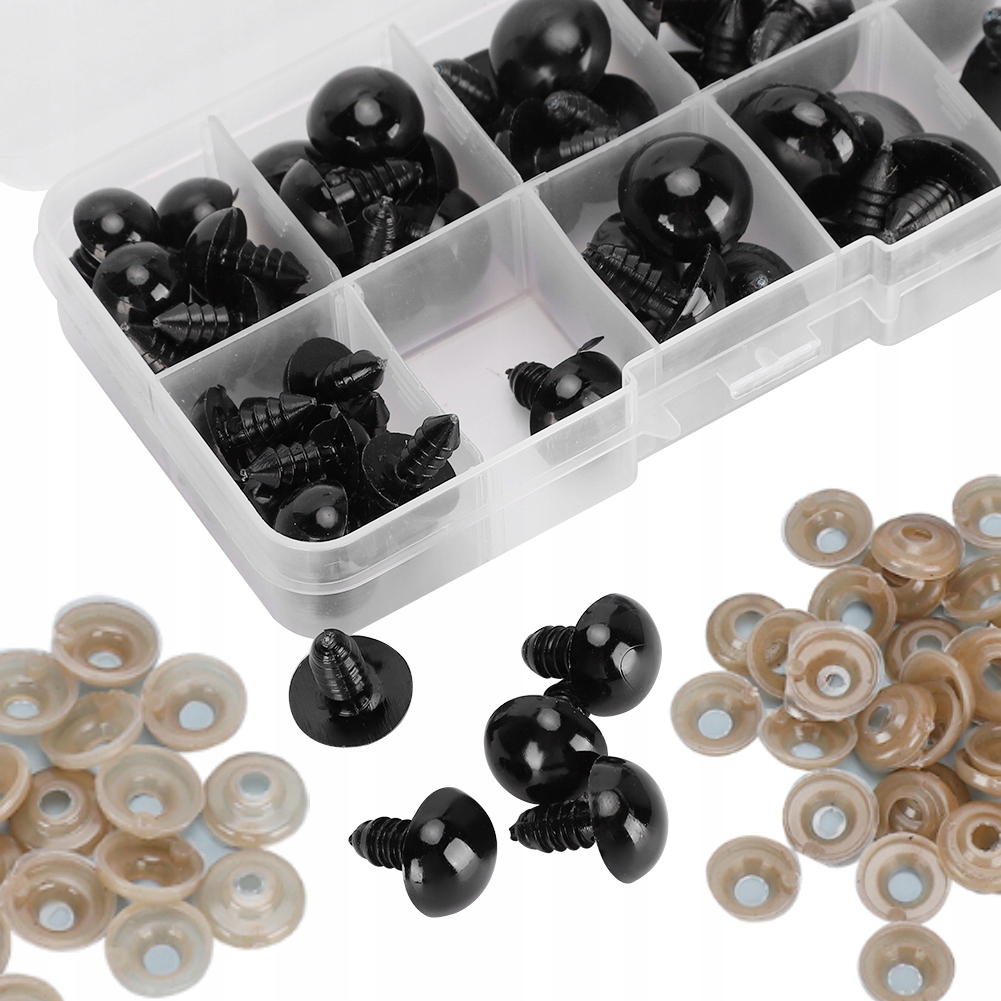 OCZY DO MASKOTEK ZABAWEK BEZPIECZNE 52 szt 12-20mm OCZKA ETUI