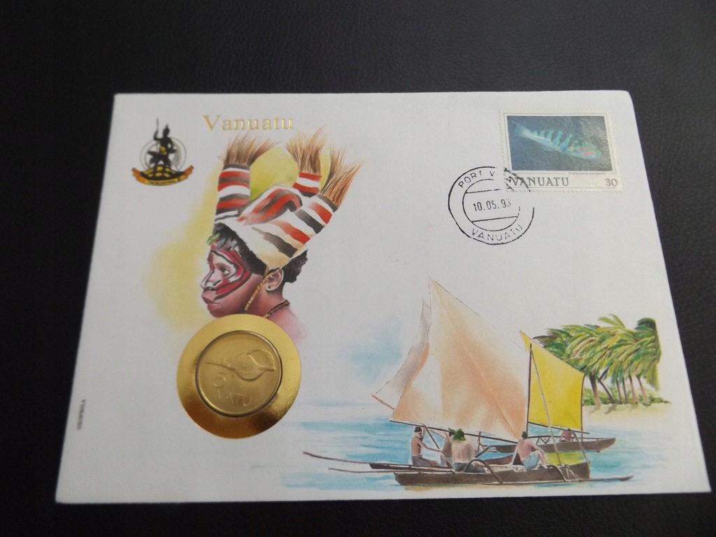 Koperta|Vanuatu Muszla| 5 Vatu 1990 r. Stan UNC