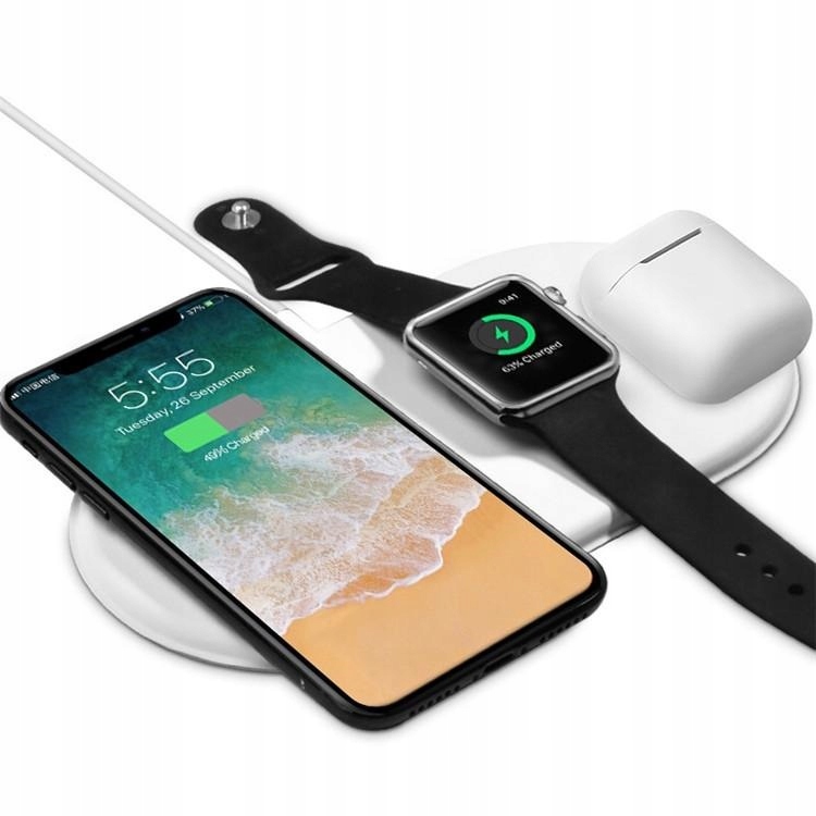 Ładowarka bezprzewodowa iPhone 8 X Apple Watch 3w1