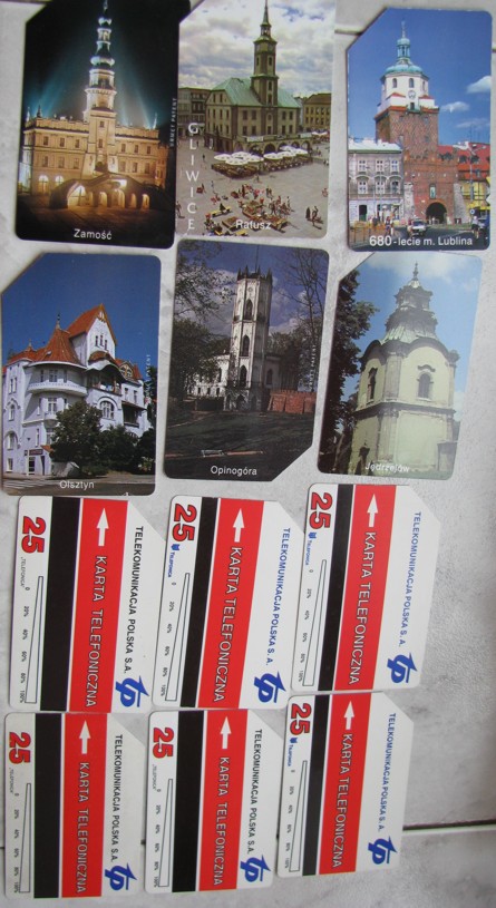 Zestaw 6-ciu używanych polskich kart magnetycznych