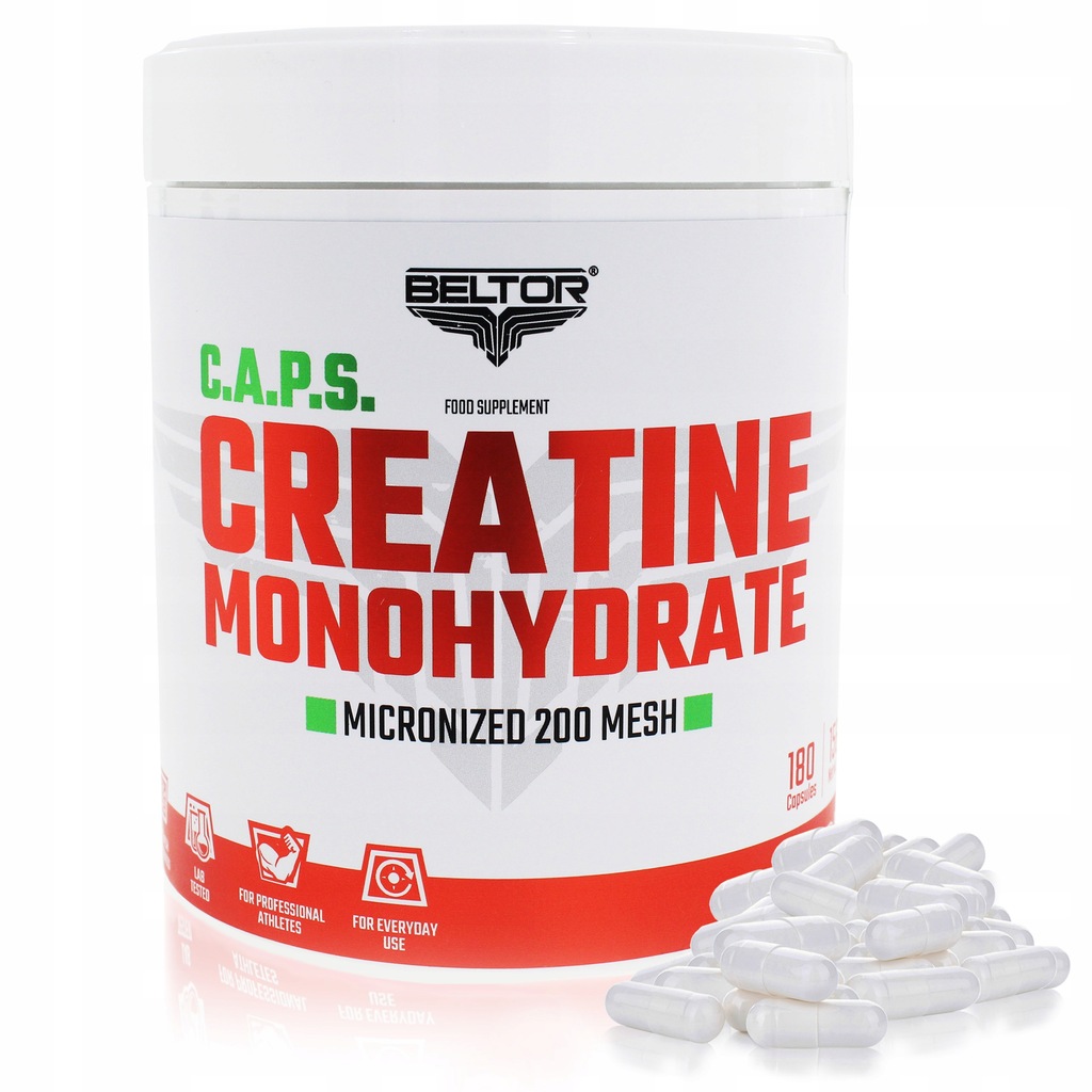 BELTOR CREATINE CAPS MONOHYDRATE KREATYNA W KAPSUŁKACH 180 KAPS