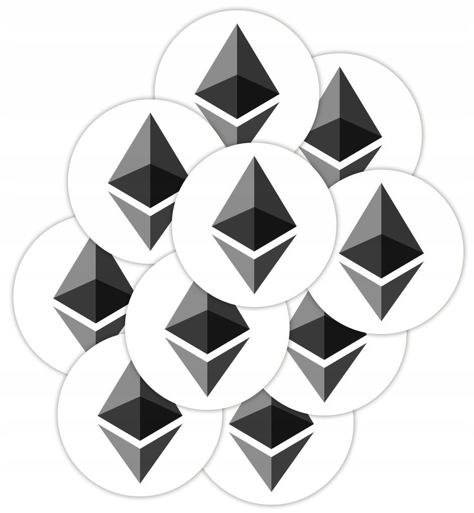 10 sztuk Naklejka ETHEREUM 3,5x3,5CM ETH Krypto