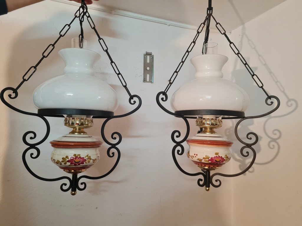 Lampa wisząca Para stylowych lamp z ceramiką Żyrandol + Żyrandol