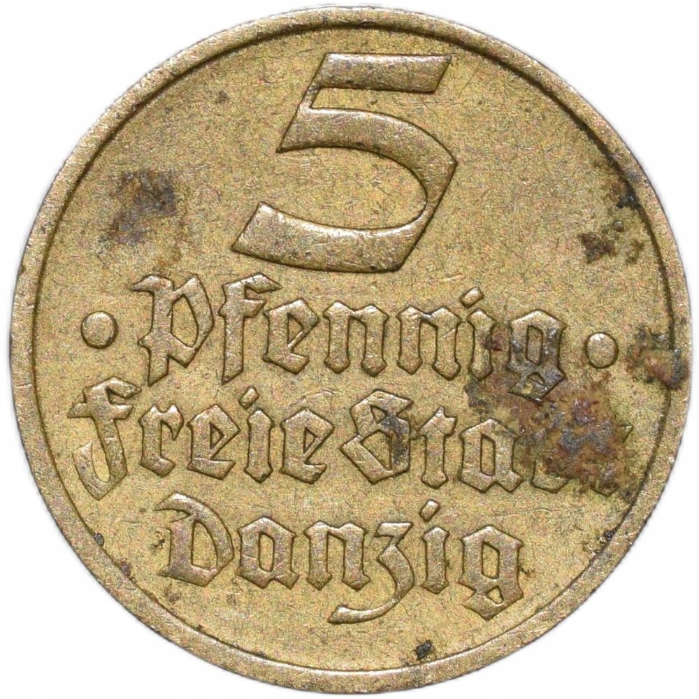 Wolne Miasto Gdańsk 5 fenigów pfennig 1932