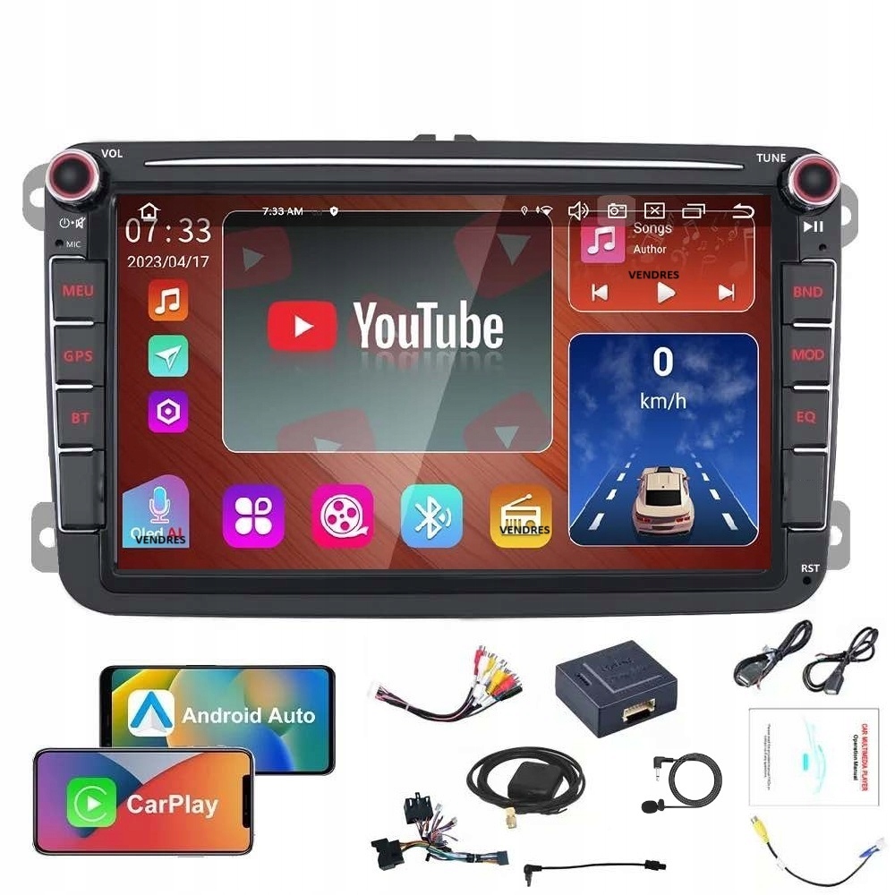 NAWIGACJA RADIO 2 DIN ANDROID VW GOLF 5 V 6 VI PASSAT B6 B7 TOURAN T5 4GB