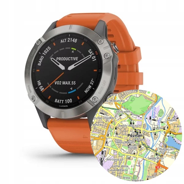 GARMIN FENIX 6 TYTAN POMARAŃCZ + mapa OSM TOPO 11104339126