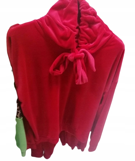 KOMPLET welur kaptur troczki z weluru czerwony