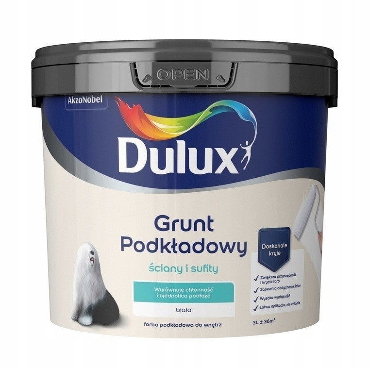 Farba podkładowa Dulux Grunt biały 3l