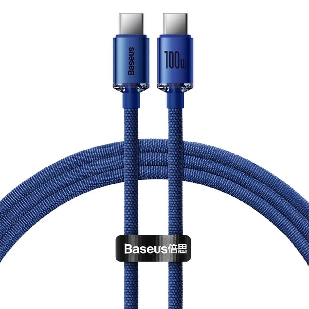 BASEUS kabel Typ C do Typ C PD100W Power Delivery Crystal Shine 1,2m blue