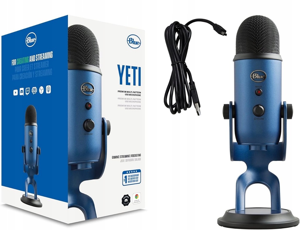 MIKROFON STREAMINGOWY POJEMNOŚCIOWY LOGITECH BLUE YETI - GRANATOWY
