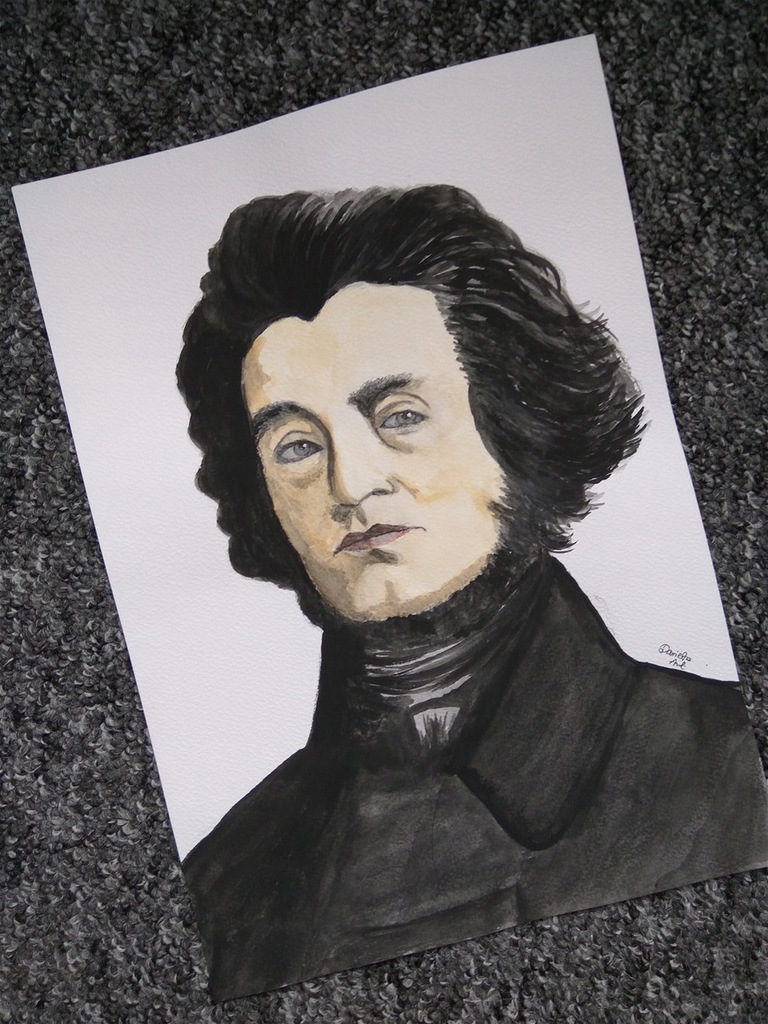 Portret Adam Mickiewicz akwarela obraz rysunek