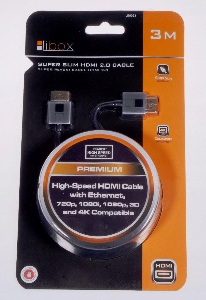 Kabel HDMI-HDMI 3m blister Premium Super SLIM HQ
