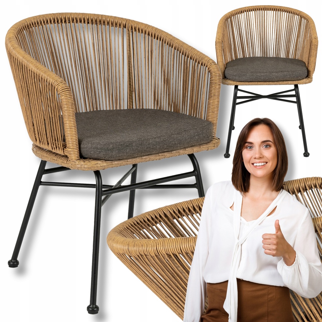 Krzesło Kuchenne Skandynawskie FLAMENCO Do Jadalni Kuchni Salonu Rattanowe