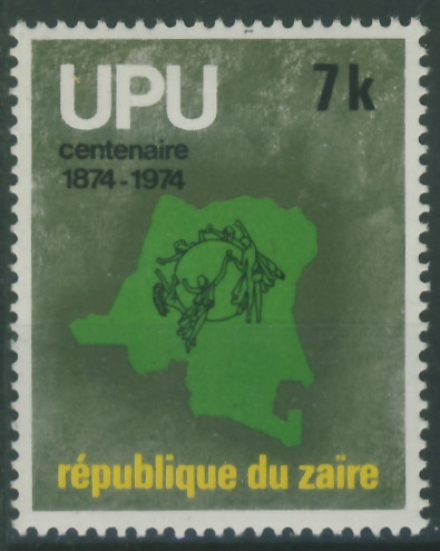 Zaire Rep. 7 K. - 1874 - 1974 UPU , mapa