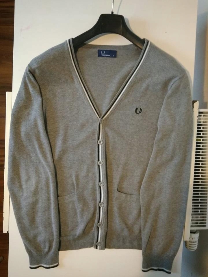 FRED PERRY sweter męski kardigan szary