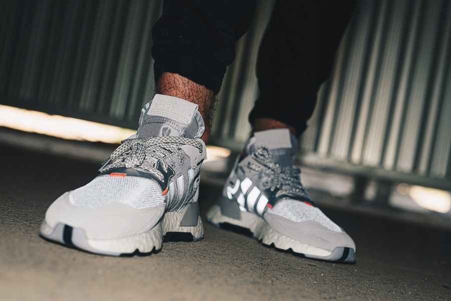 Adidas Nite Jogger White on feet