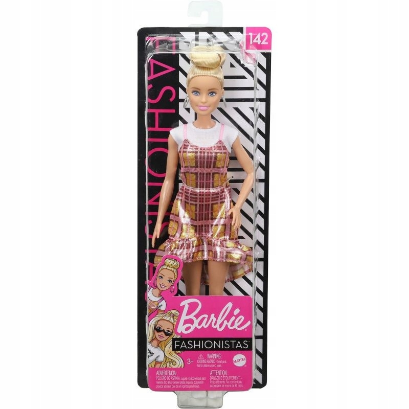 Lalka Barbie Sukienka w połyskującą kratę