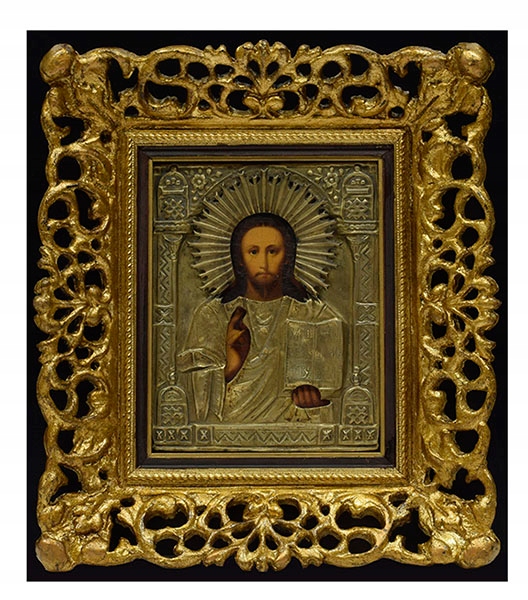 XIXw Stara ikona Jezus Chrystus 38x32cm