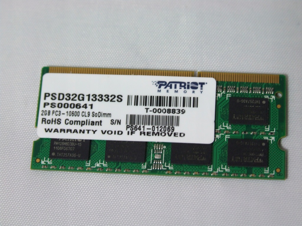 Pamięć do laptopa DDR3 2GB 1333 Patriot psd32g