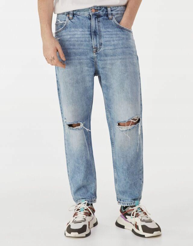 25O143 BERSHKA__NX8 SPODNIE JEANS PRZETARCIA__W31