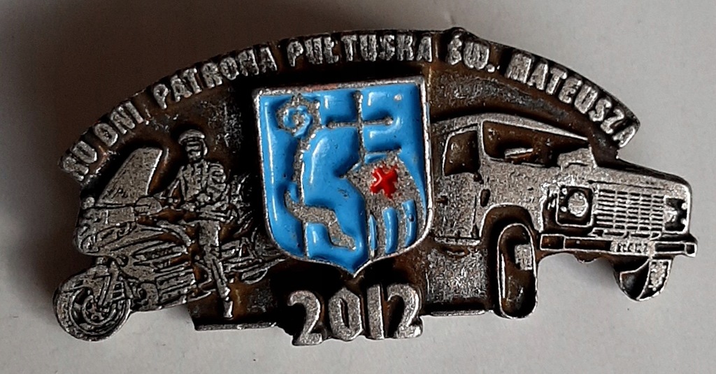 Pin motocyklowy 80 dni Patrona Św Mateusza Pułtusk