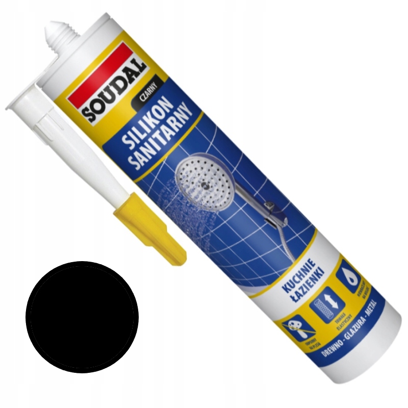 SOUDAL SILIKON SANITARNY ŁAZIENKOWY DO TOALETY WC WILGOCI CZARNY 280 ml