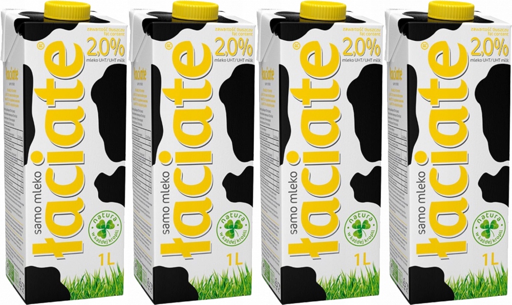 Łaciate- Mleko UHT zawartość tłuszczu 2,0% 1L x 4