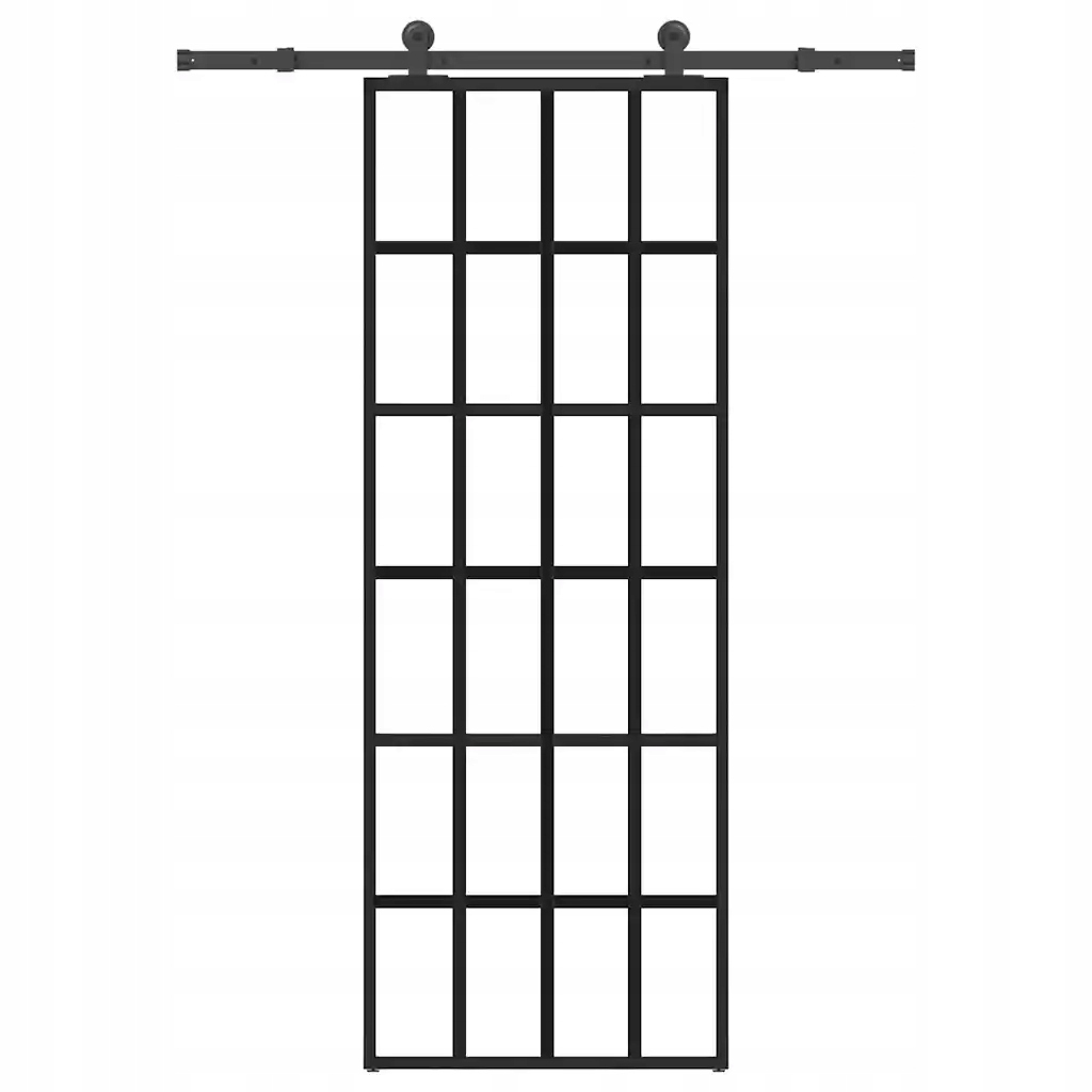 vidaXL Drzwi przesuwne z osprzętem, szkło ESG i aluminium, 76x205 cm