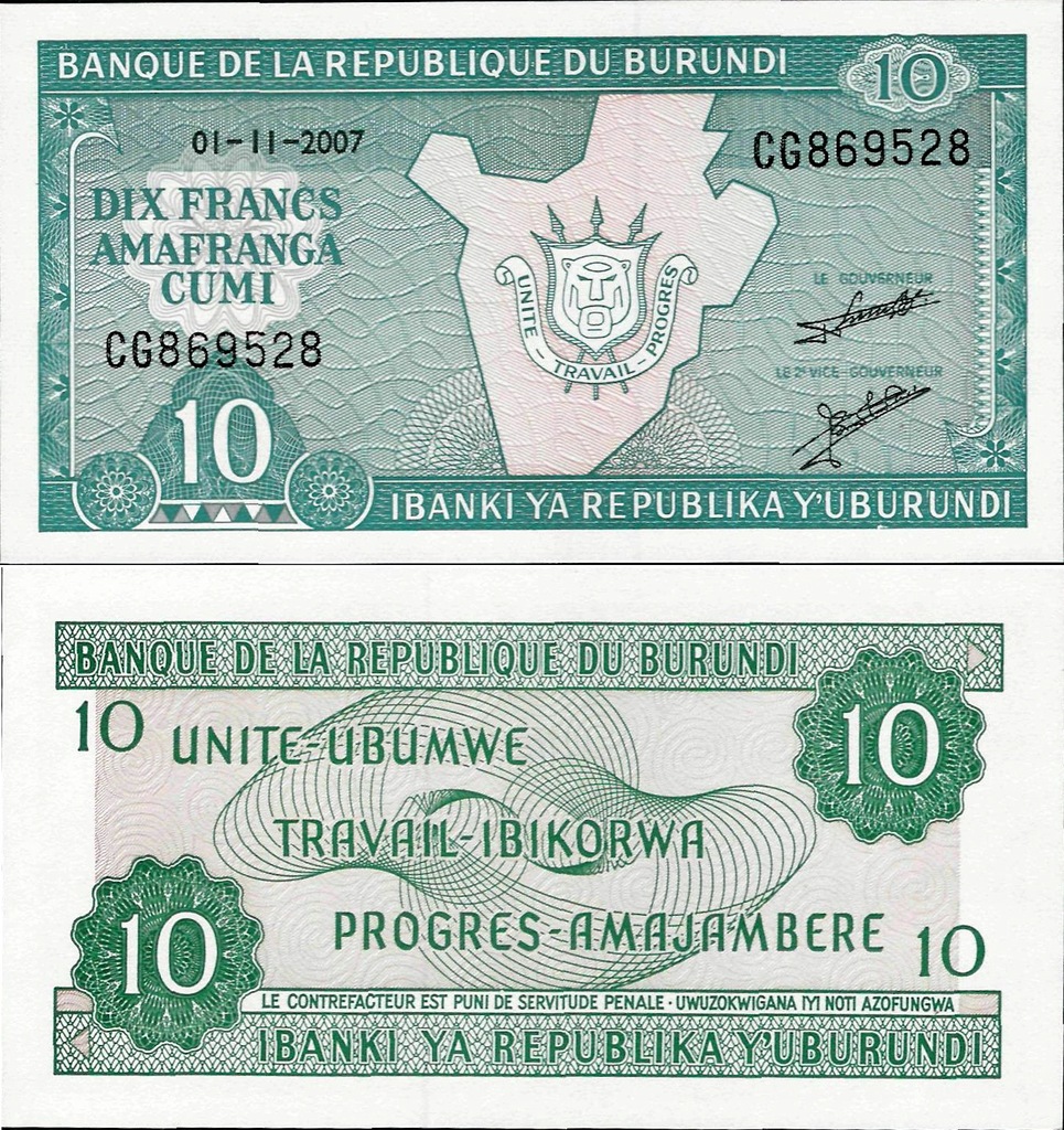 Burundi 2007 - 10 francs - Pick 33 UNC