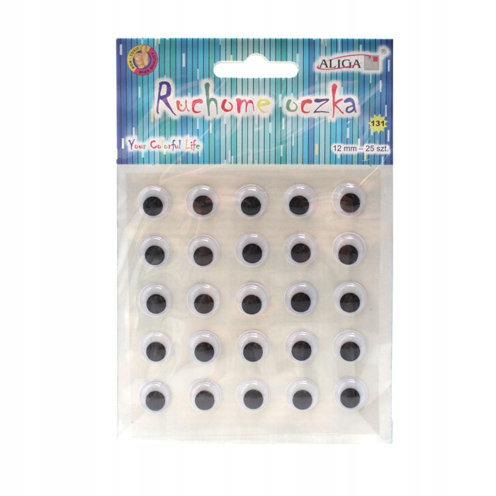 RUCHOME OCZKA OCZY SAMOPRZYLEPNE 12MM 25SZT CZARNE