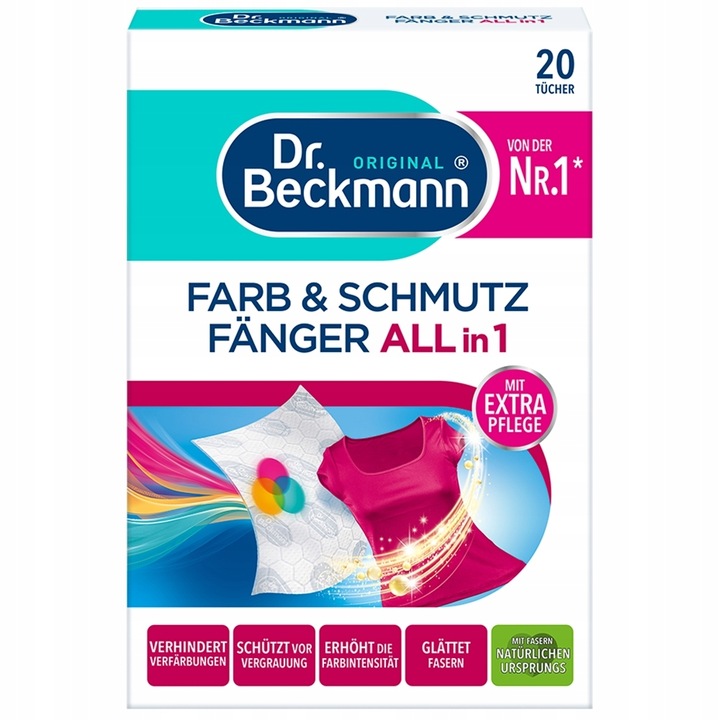 Dr.Beckmann Chusteczki do Prania Tkanin Kolorów Wyłapujące Kolor Brud 20szt