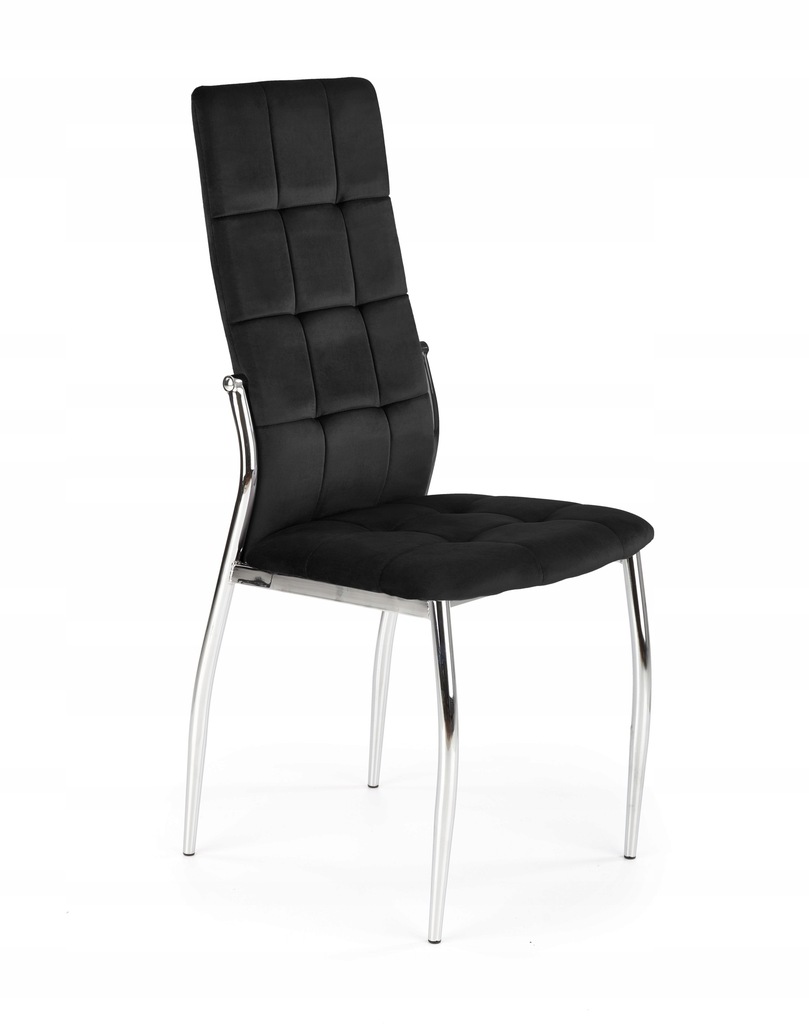 K416 krzesło czarny velvet, tkanina, glamour, klasyczny, pikowane
