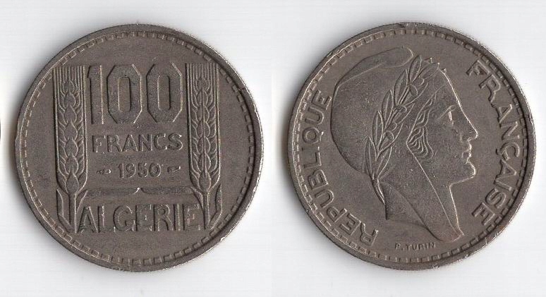 ALGIERIA FRANCUSKA 1950 100 FRANCS