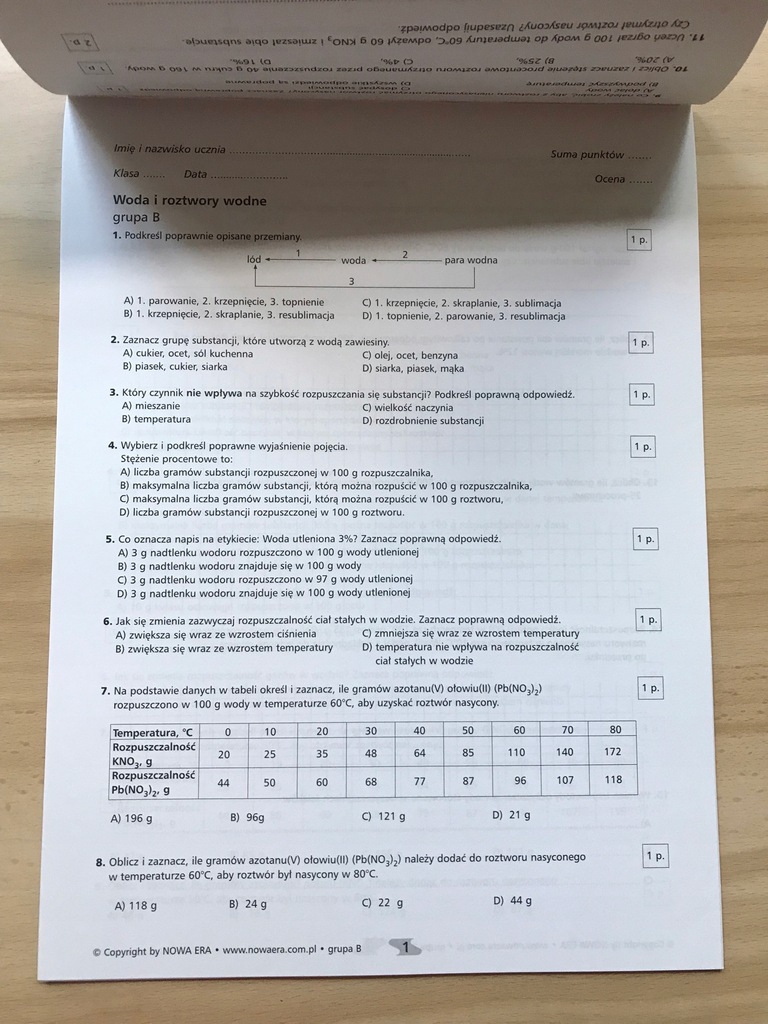 Chemia Woda I Roztwory Wodne Chemia Sprawdziany Woda i roztwory wodne - 8467774171 - oficjalne