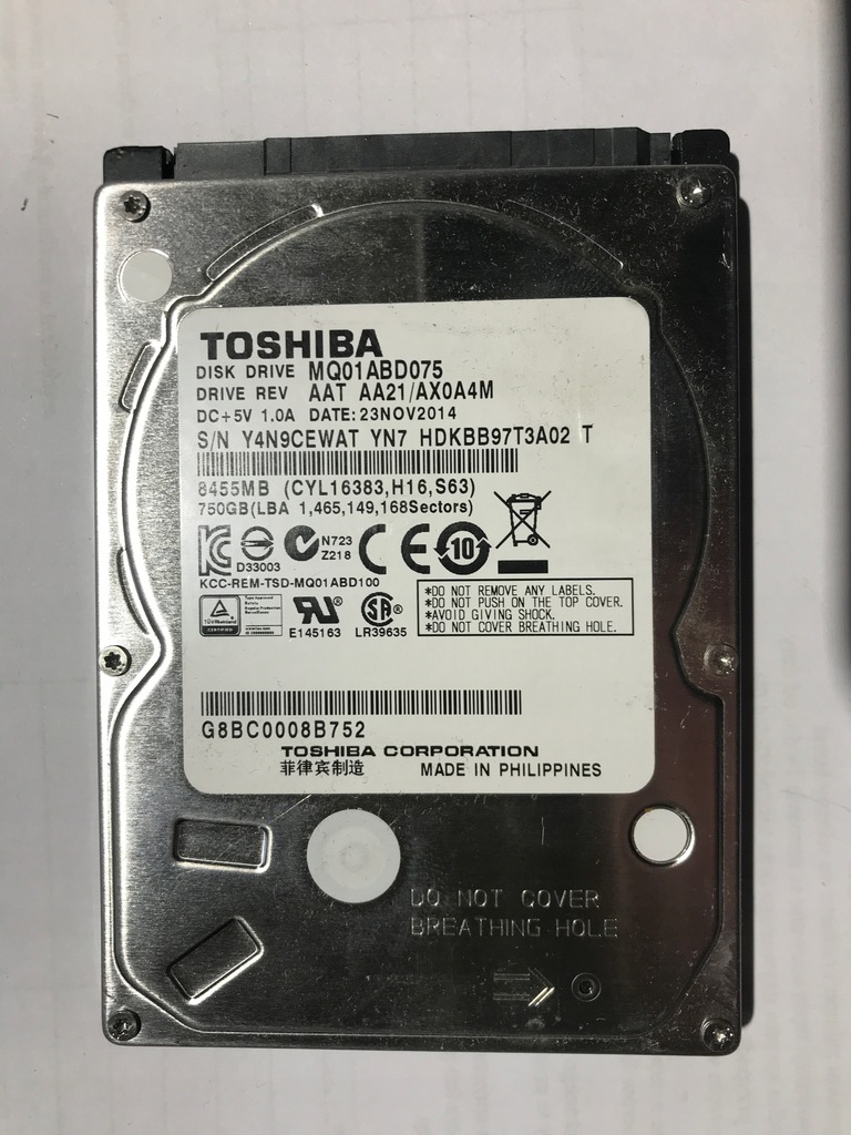Dysk twardy Toshiba MQ01ABD075 750gb SATA II 2,5"