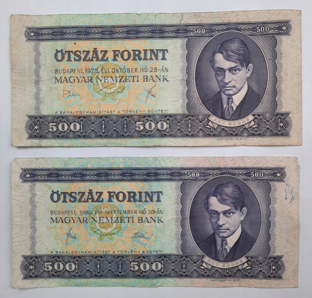 Banknot 500 forint 1980 , 1975 r. 2 szt.