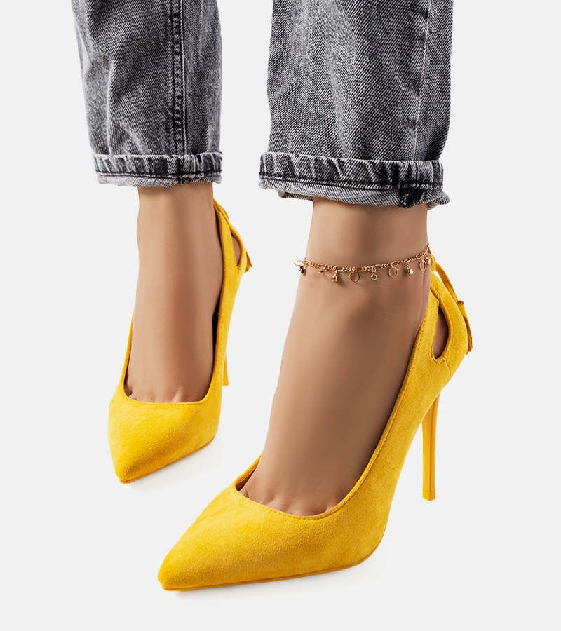 Żółte czółenka na szpilce szpilki buty LE072P 38 - 12204701193