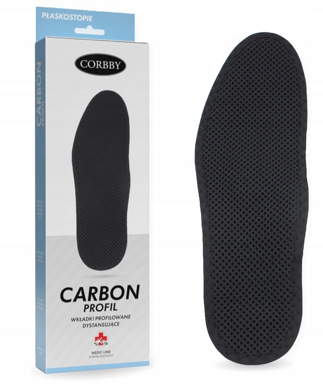 Wkładki płaskostopie antyzapachowe całoroczne Carbon Profil r. 38 CORBBY