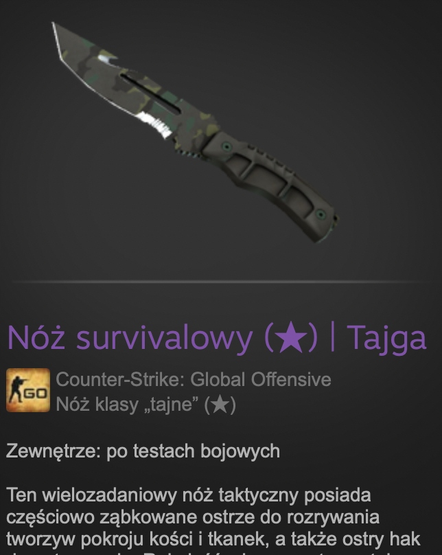 Nóż Survivalowy Tajga po testach bojowych CS:GO