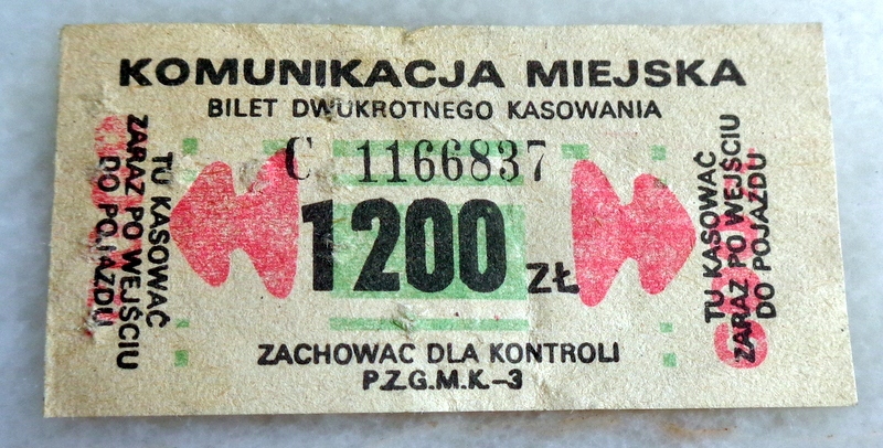 Komunikacja Miejska - bilet skasowany 1200 zł.