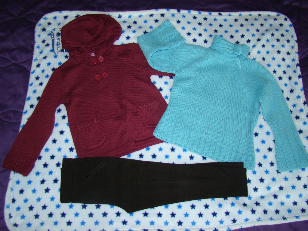 Zestaw: 2 sweterki i spodnie r. 110 4-5 lat