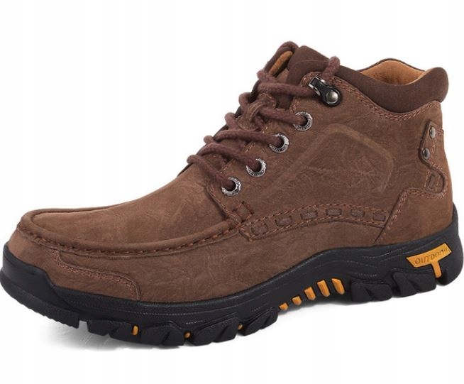 Męskie Zimowe Botki Ocieplane Prawdziwa Skóra 45