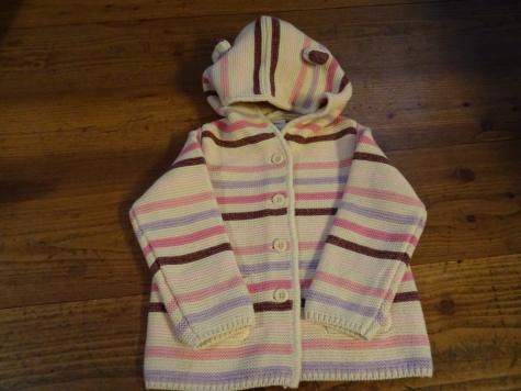 Baby GAP kardigan sweter 86/92 paski ecru uszka