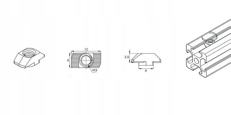 Купить T М3 Т-образная гайка для алюминиевых профилей: отзывы, фото, характеристики в интерне-магазине Aredi.ru