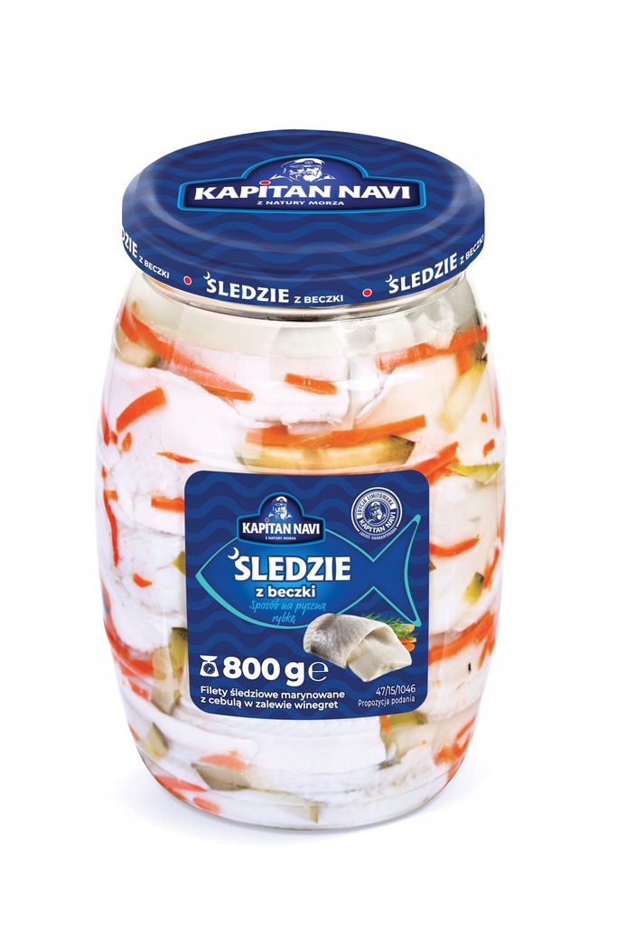 KAPITAN NAVI Śledzie z Beczki Cebulka Winegret800g