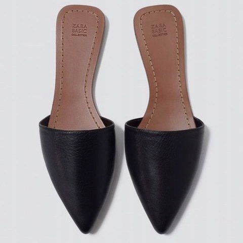 ZARA* SKÓRZANE KLAPKI * FLAT LEATHER SLIPPER * 36