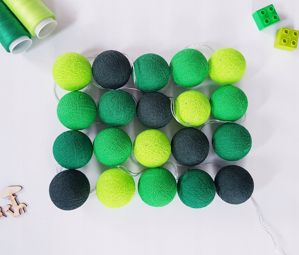 LAMPKI COTTON BALLS 20kul LED, Na Baterie Zielone 10977895213